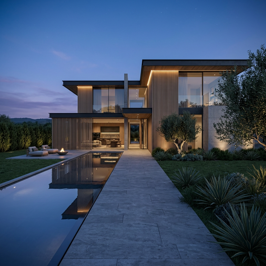 Render fotorealistico di villa